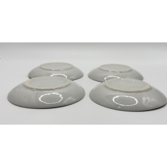 4 Vintage Miniature Toy Tea Set China Blue Willow Saucers Blue White 3" - Picture 4 of 4